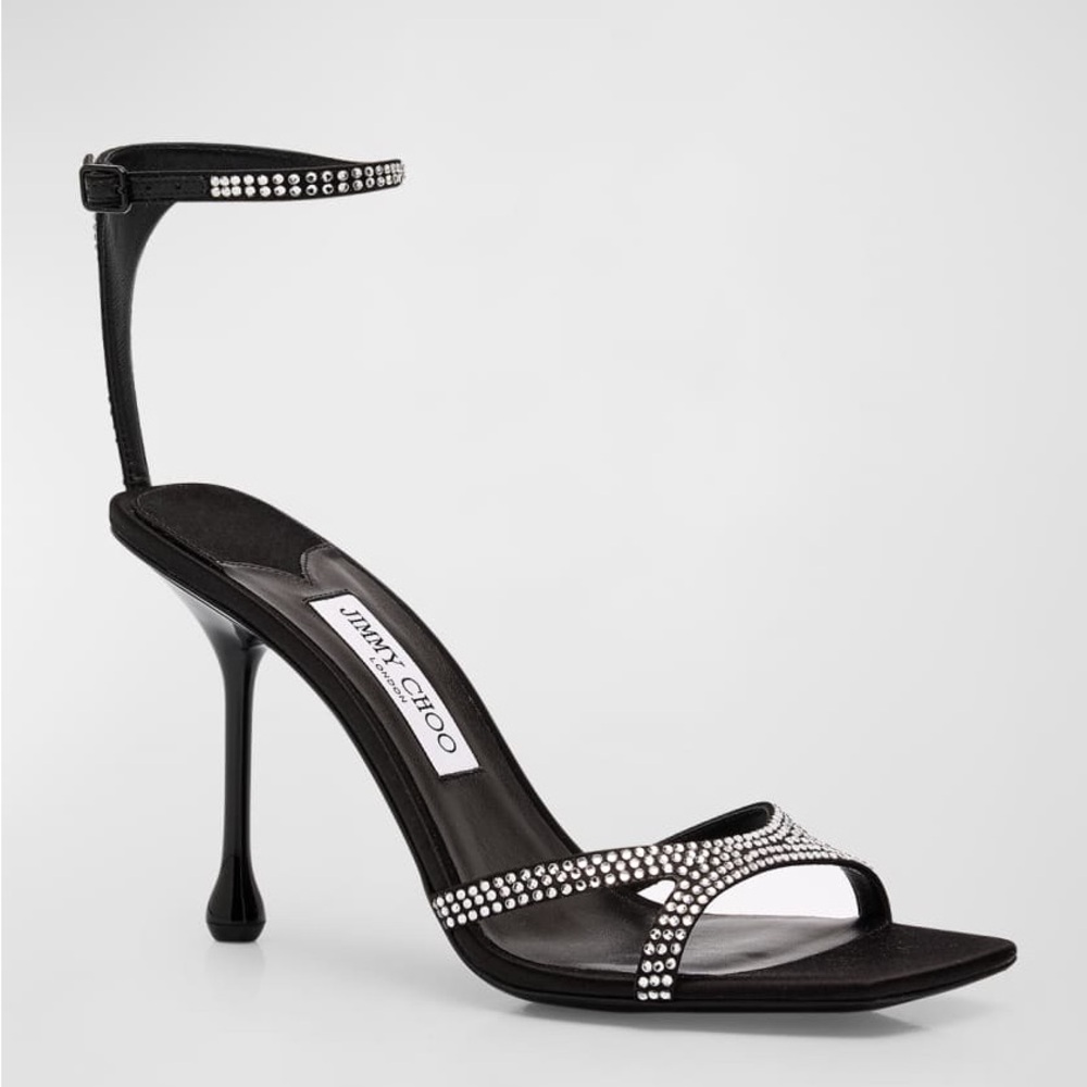 New Jimmy Choo Ixia Crystal Studded Ankle-Strap Sandals $1,450